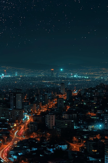 um cartão postal 3D com uma paisagem urbana à noite durante Nowruz