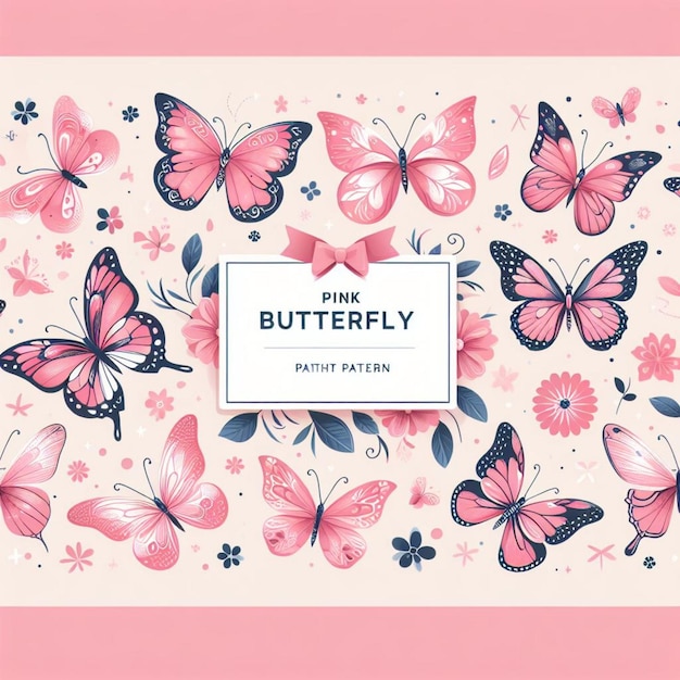 Foto um cartão rosa com borboletas e um cartão que diz borboleta