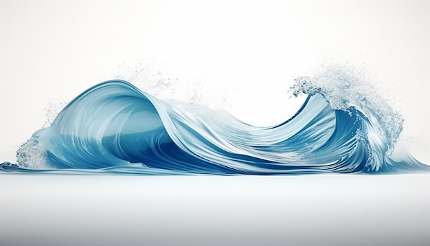 Um cartaz 3d com um contorno elegante de uma prancha de surf contra um pano de fundo de ondas oceânicas rolantes