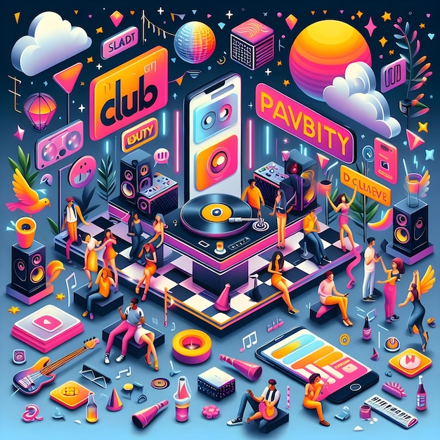 um cartaz colorido para o clube chamado o clube
