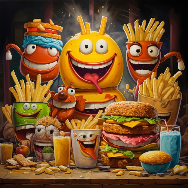 Um cartaz com alguns personagens de desenhos animados comemorando algum prazer