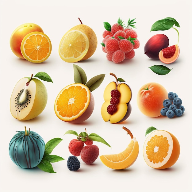 Um cartaz com frutas e a palavra "b" nele
