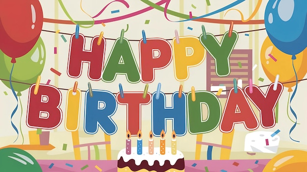um cartaz com um feliz aniversário escrito nele