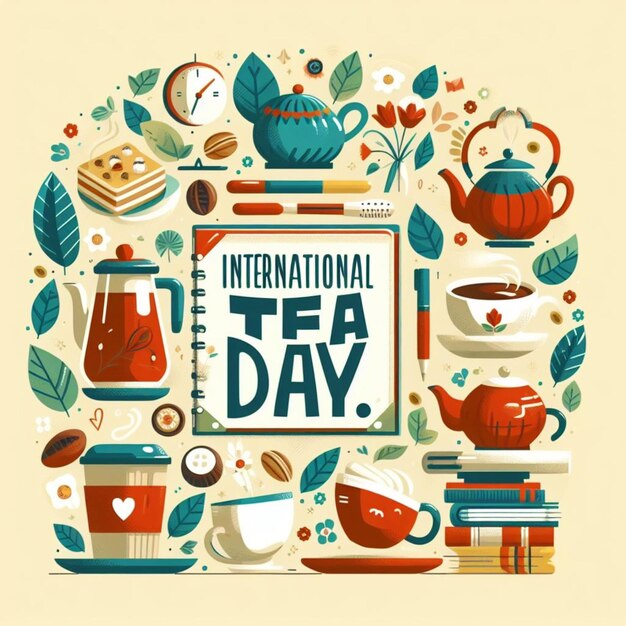 Foto um cartaz com uma imagem de um dia de chá e dia de chá
