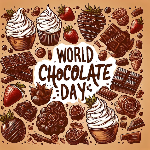 Foto um cartaz com uma imagem de um dia mundial do chocolate