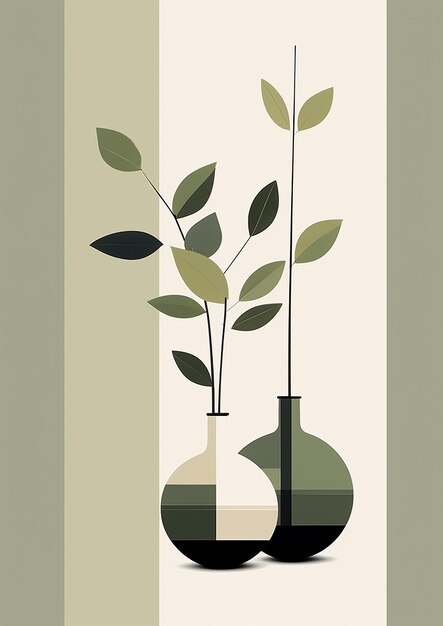 Um cartaz com uma planta que tem folhas.
