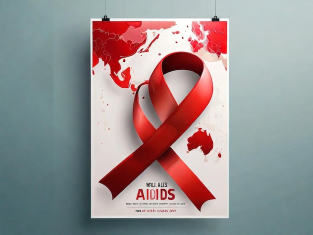 Foto um cartaz de aids está pendurado na parede.