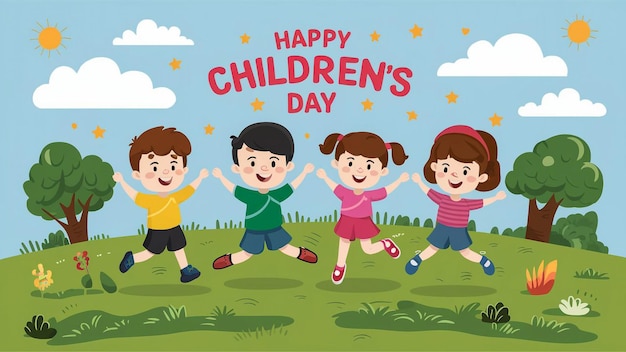 um cartaz de desenhos infantis que diz feliz dia das crianças