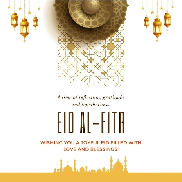 um cartaz de Eid para uma mesquita que diz saudações citado nele