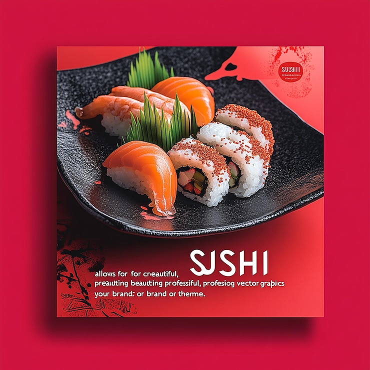 Foto um cartaz de sushi com a palavra sushi nele
