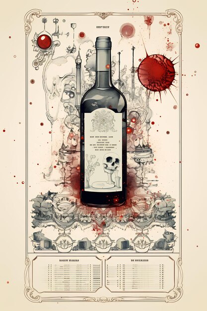 Foto um cartaz de uma garrafa de vinho com um rótulo que diz 