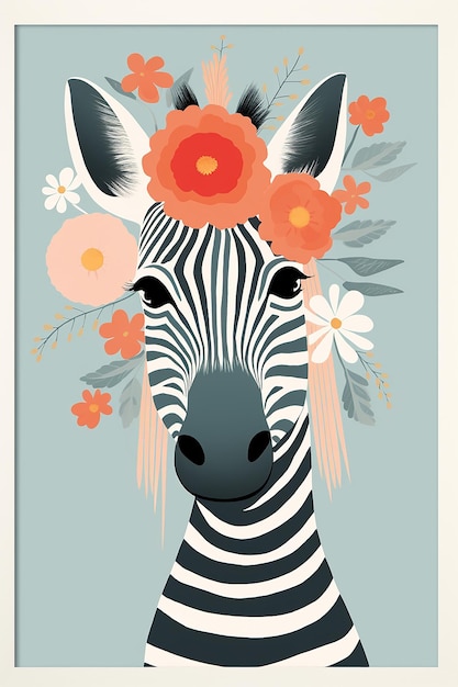 Um cartaz de uma zebra chamada zebra com flores.
