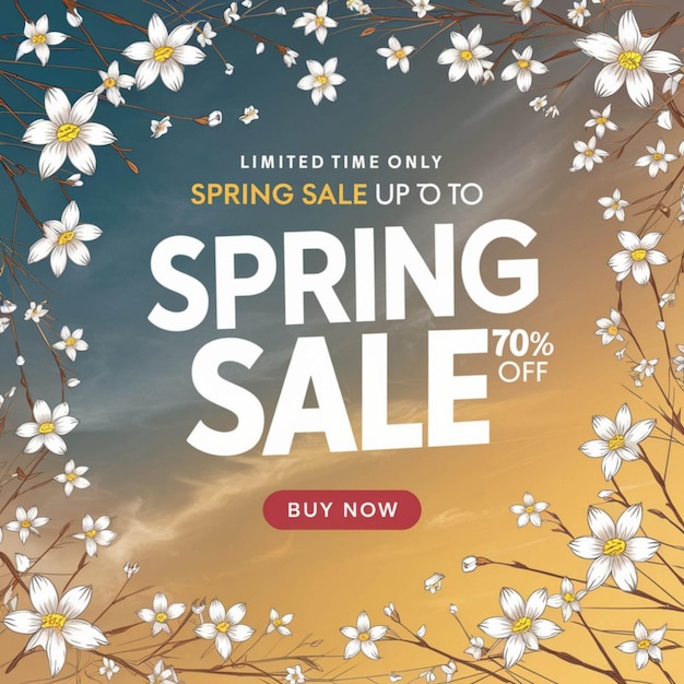 Foto um cartaz de venda de primavera com um rótulo que diz que a primavera está desligada