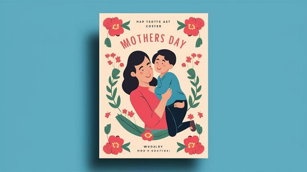 um cartaz do dia da mãe e da criança com uma mulher segurando uma criança
