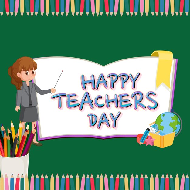 um cartaz do dia dos professores com um professor e lápis