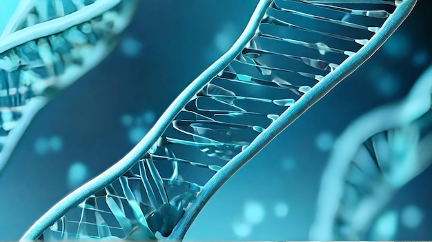 Um cartaz do genoma do DNA ciano com espaço de cópia