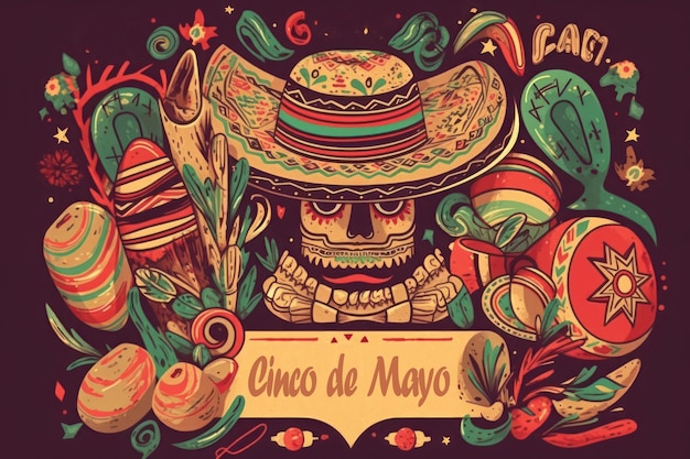 Um cartaz mexicano que diz cinco de maionese nele.