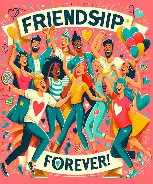 Foto um cartaz para a amizade é intitulado amizade