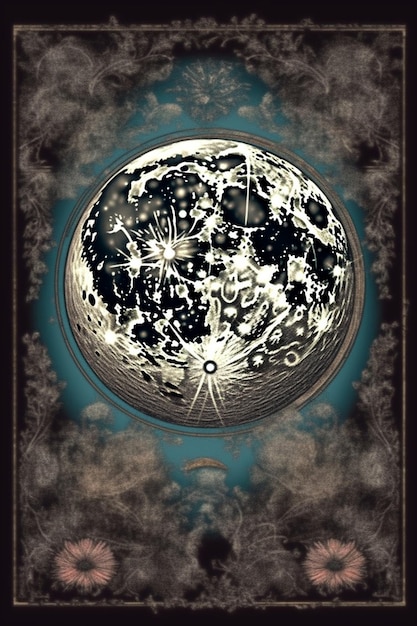 Um cartaz para a lua com a lua no centro.