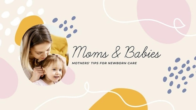 um cartaz para a mãe e o bebé cuidados para uma mãe e um bebé