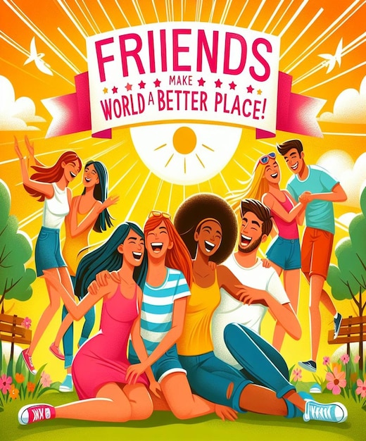 Foto um cartaz para amigos melhor e melhor lugar