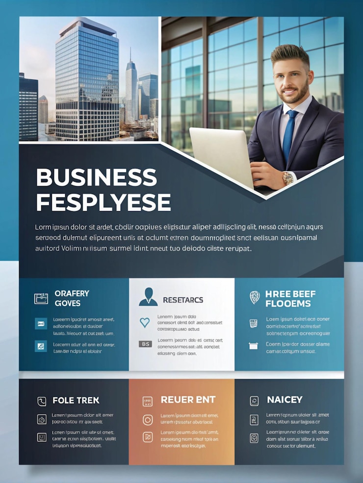 Foto um cartaz para negócios que diz negócios negócios negócios e outras empresas
