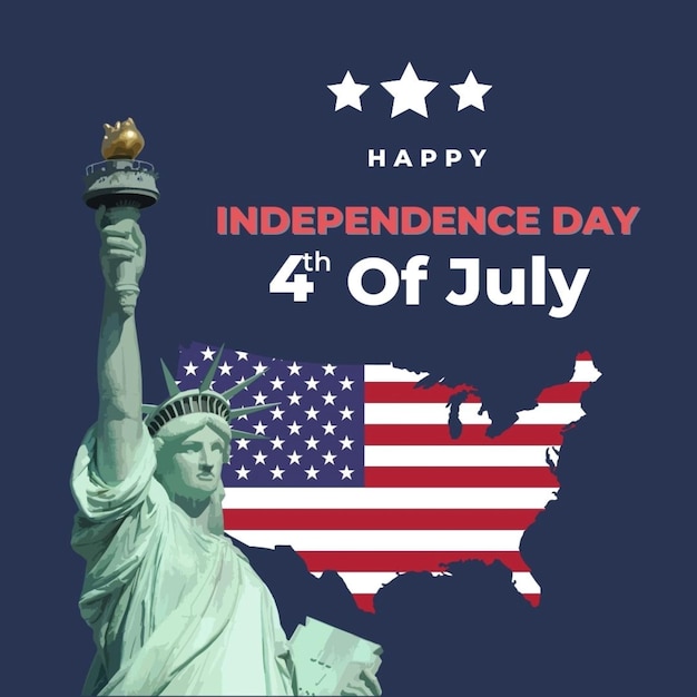 um cartaz para o Dia da Independência da América com a bandeira e as palavras independência da América