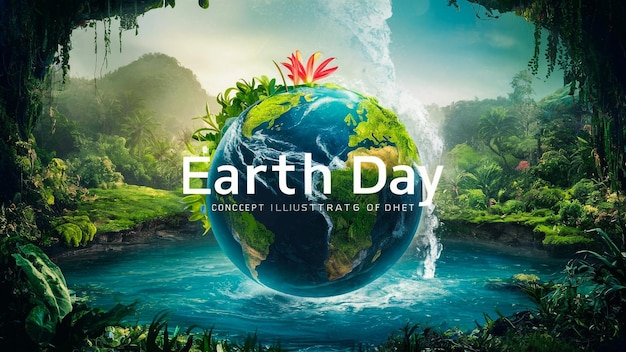 um cartaz para o Dia da Terra com uma imagem de um planeta
