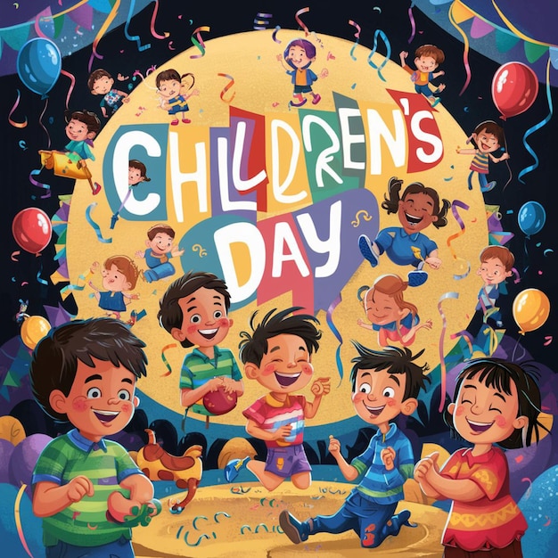 Foto um cartaz para o dia das crianças com um feliz dia das crianças