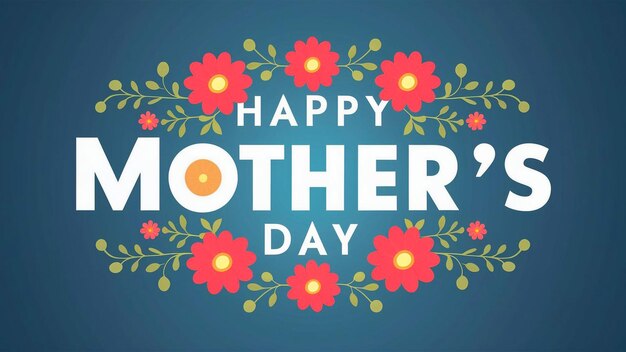 um cartaz para o Dia das Mães com flores e texto feliz Dia das Mãs