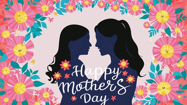 um cartaz para o dia das mães com uma menina e sua mãe