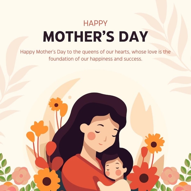 um cartaz para o dia das mães com uma mulher segurando um bebê