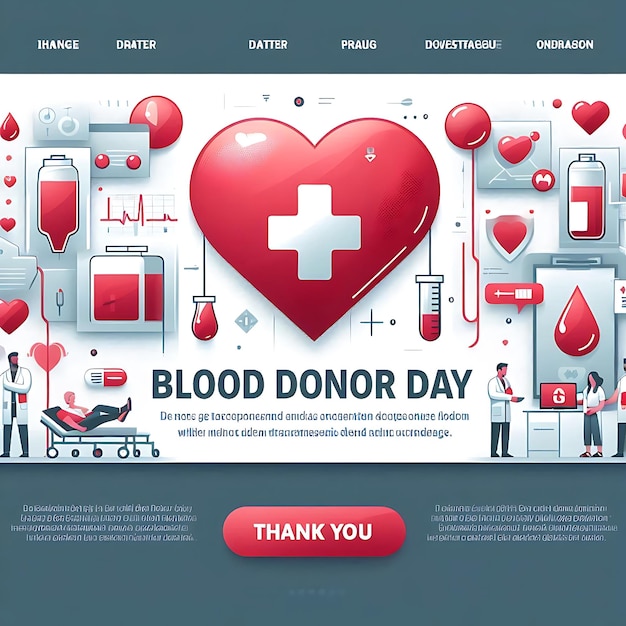 Foto um cartaz para o dia do sangue com um coração vermelho que diz o dia de agradecimento
