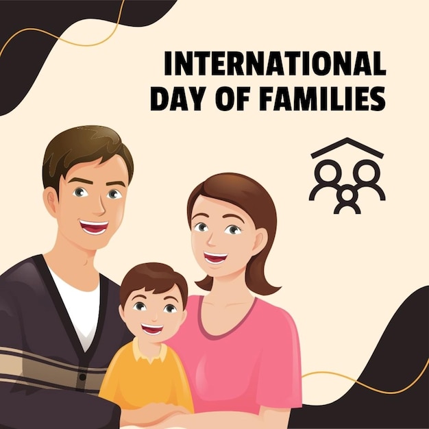 um cartaz para o dia internacional do dia internacional com uma família de famílias