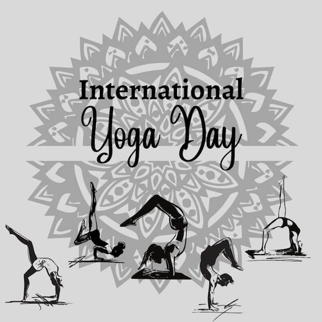 um cartaz para o Dia Internacional do Yoga com uma citação do Yoga Internacional