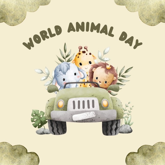 um cartaz para o dia mundial com animais nele