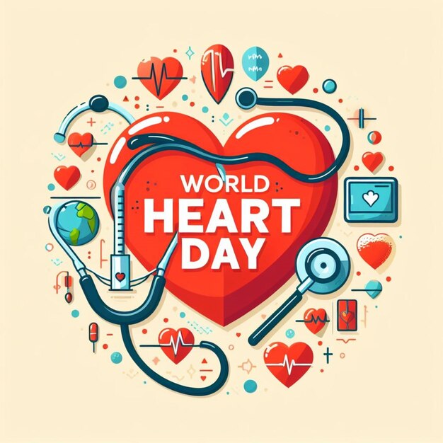 Foto um cartaz para o dia mundial com um fundo em forma de coração