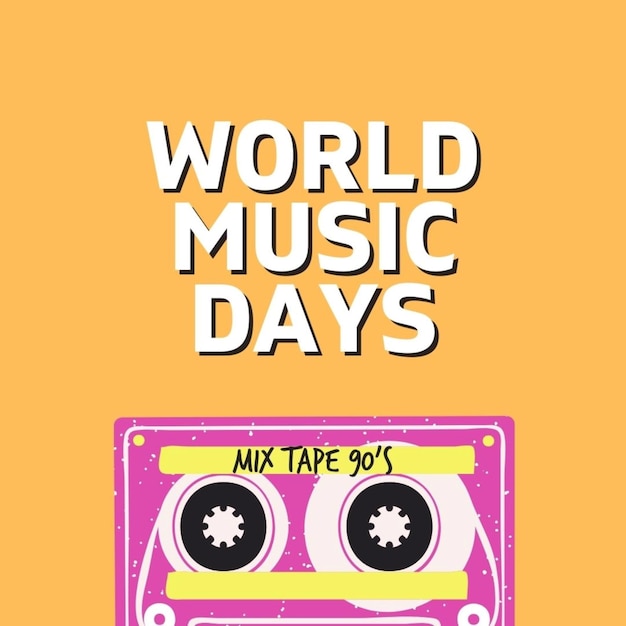 um cartaz para o Dia Mundial da Música com um fundo colorido
