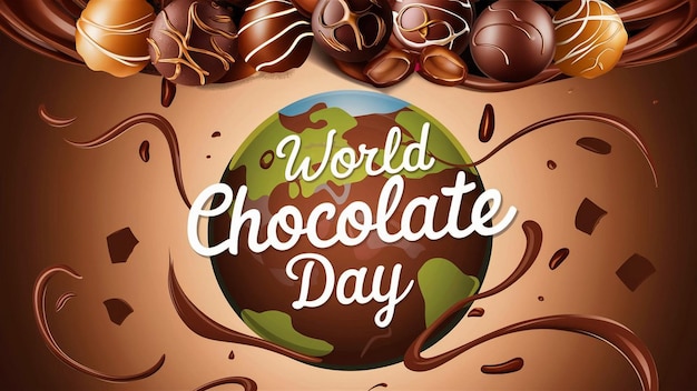 Foto um cartaz para o dia mundial do chocolate com chocolates