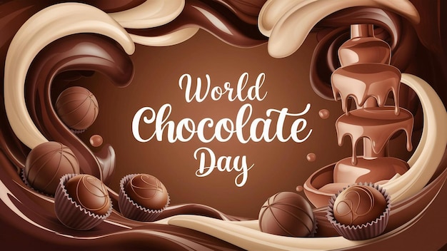 um cartaz para o Dia Mundial do Chocolate com chocolates