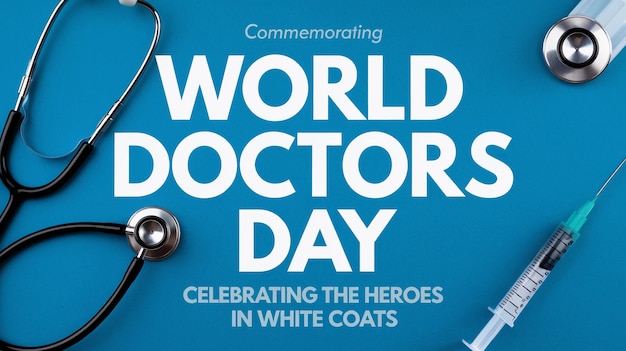 um cartaz para o Dia Mundial dos Médicos em casacos brancos