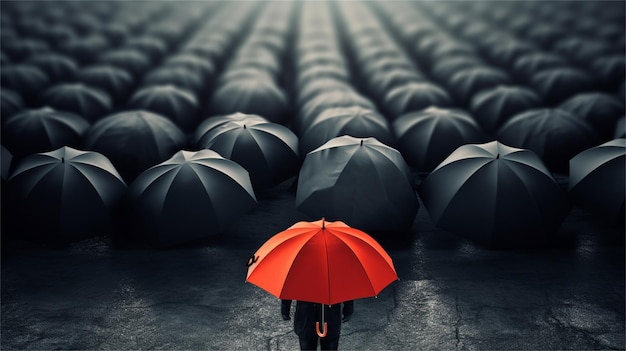 Um cartaz para o filme com um guarda-chuva vermelho