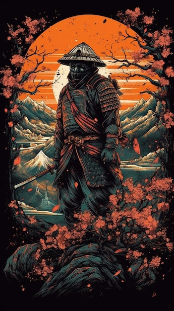 Um cartaz para o filme samurai.