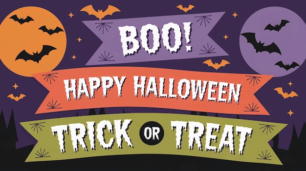 Um cartaz para o Halloween com uma faixa que diz "Halloween"