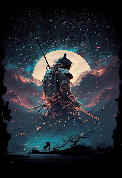 Um cartaz para o jogo samurai.