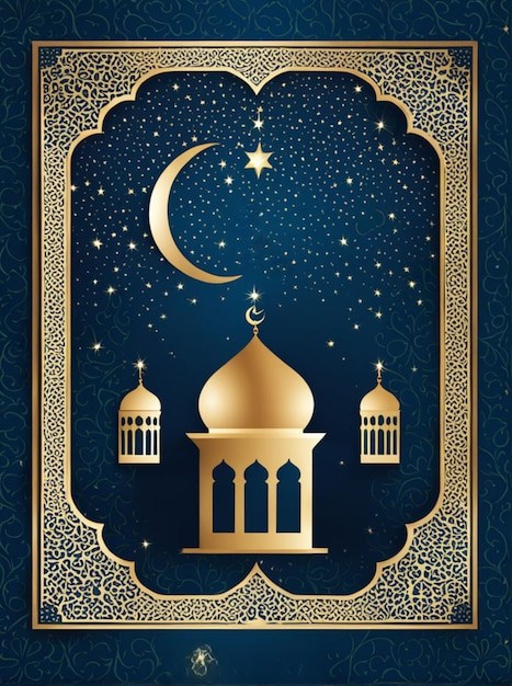 Um cartaz para o mês de Ramadã cartão de saudação Eid Mubarak