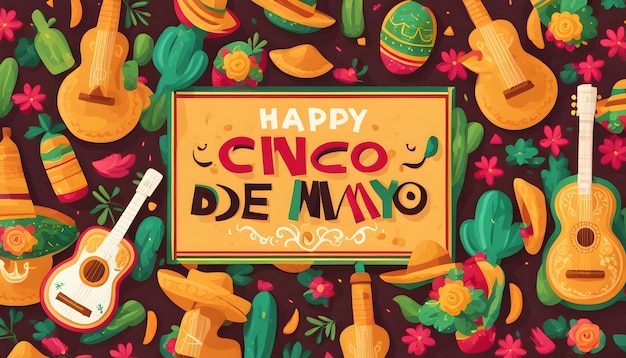 Foto um cartaz para o mexicano mexicano mexicano tem um fundo colorido com as palavras feliz navit