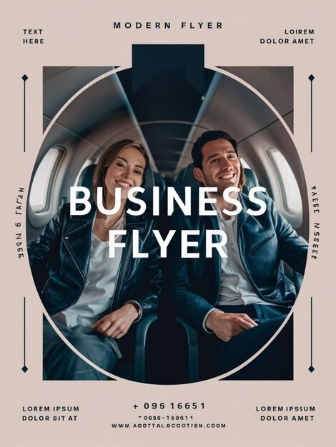 um cartaz para o negócio voando voar com um homem e uma mulher