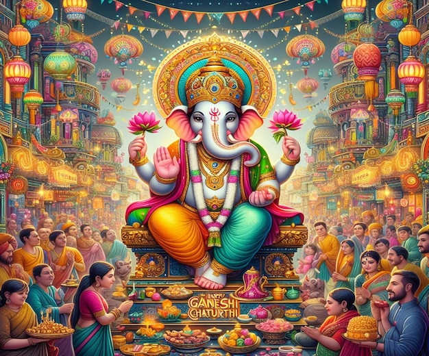 um cartaz para o rei do templo com uma imagem de um elefante nele