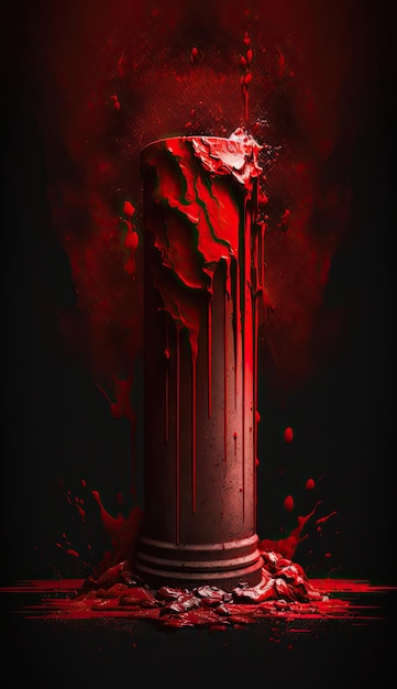 Um cartaz para o sangue do filme na parte inferior da imagem.